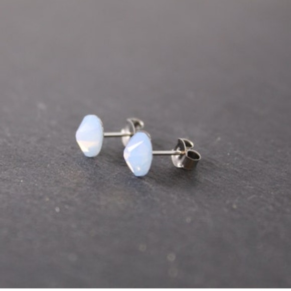 Light Blue Opal Crystal Studs - Picture 4 of 4